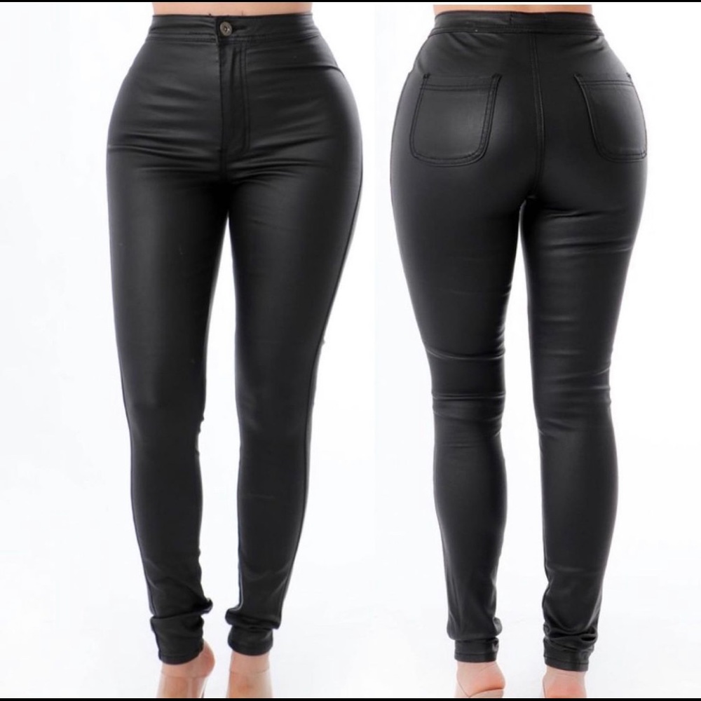 High waist leather pants
